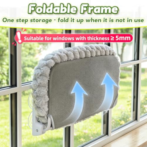 Image of AMOSIJOY Foldable Cat Window Perch with Cloud-Soft Cushion Bed, XL Gray