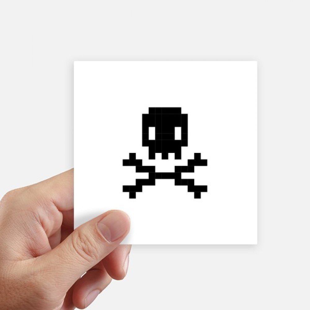 Autocollant carré pixel skull pour valise et ordi portable 10cm