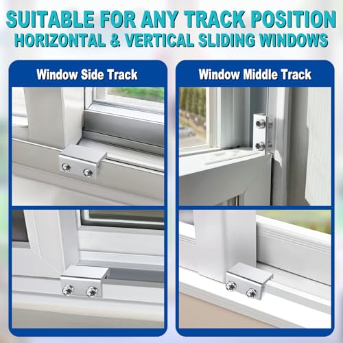 Sliding Window Locks (10 Sets), Security Window Locks with Keys, Adjustable Aluminum Sliding Window Stops, Easy Installation Without Drilling, for Vertical and Horizontal Sliding Windows (Silver) by STERGDE - Image 3