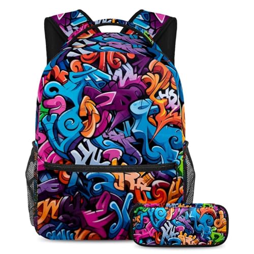 Sac à dos grande capacité avec trousse à crayons pour fille et garçon