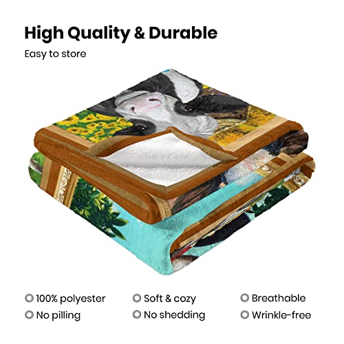 Cow Print Blanket Soft Warm Lightweight Fuzzy Flannel Cow Throw Blanket All-Season Couch Sofa Decor Cute Cow Blankets And Throws For Kids Teens Adults 50''X60'' #TOP3