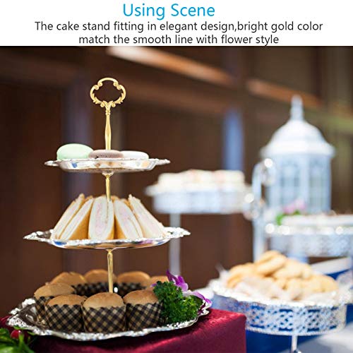 ZoomSky Cake Stand Fitting, 4 sets 2 or 3 tier Dessert Stand Gold Flower Design Cupcake Stand Handle for Afternoon Tea Fruit Wedding Party Buffet(Not Include the Plates)