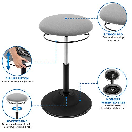 Image of Mount-It! Height Adjustable Wobble Stool - Ergonomic Standing Desk Chair for Office, Wobble Stools for Classroom Seating Ergonomic Stools, 360 Swivel & Rocking Motion - Foam Padded, Non-Slip in Black