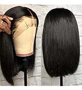 OCGK Short Bob Wig Human Hair Straight 13x4 Transparent Lace Front Wigs Human Hair Pre Plucked 10...