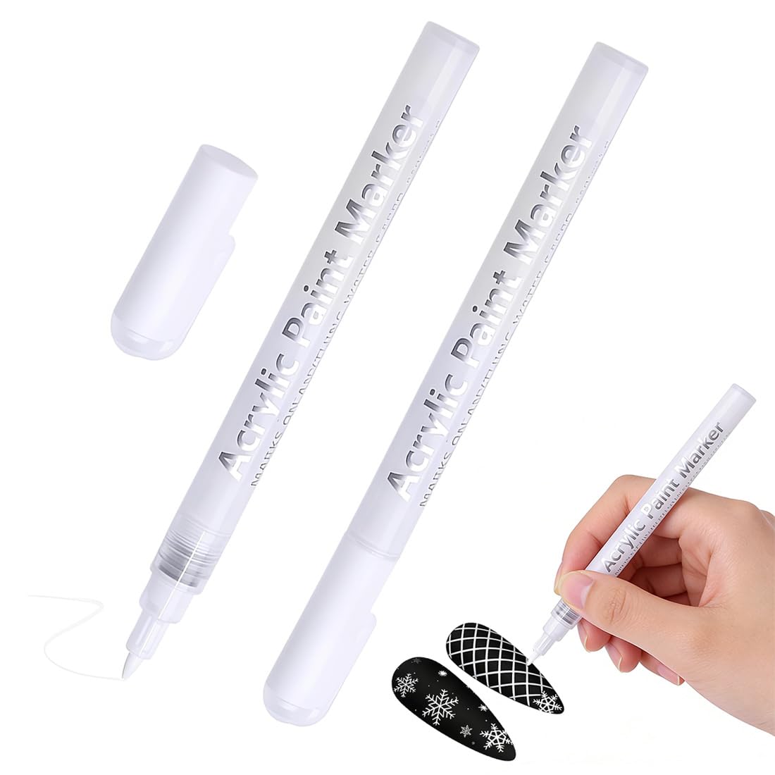 2 Pezzi French Nails - Penna Bianca Per Unghie Creativa, Set Di Unghie In Gel E Manicure, Penna Francese Di Precisione Per Nail Art
