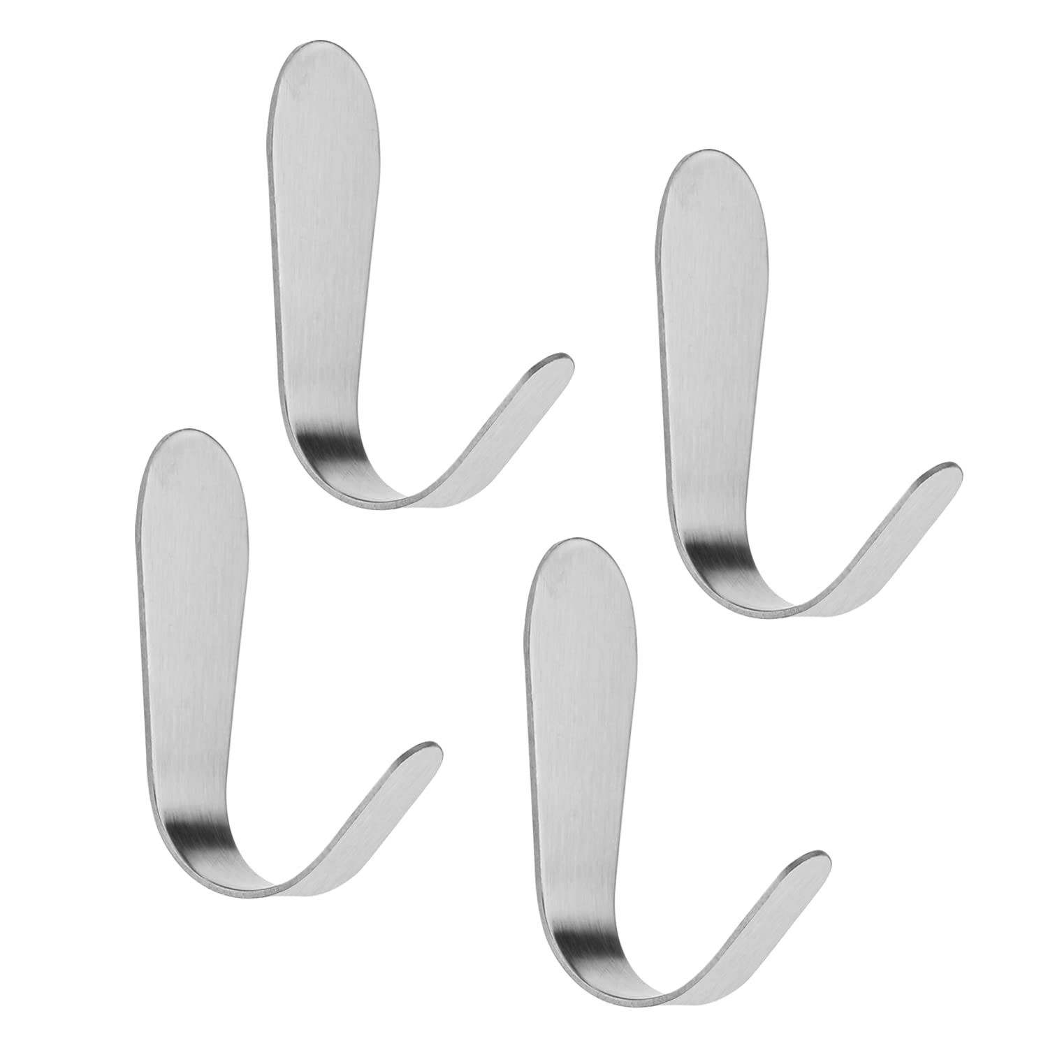 4 Pcs Powerful Self Adhesive Hooks , Stainless Steel Sticky Wall Hooks Heavy Duty U Hooks Waterproof Hanging Hooks Adhesive for General Bathroom Kitchen