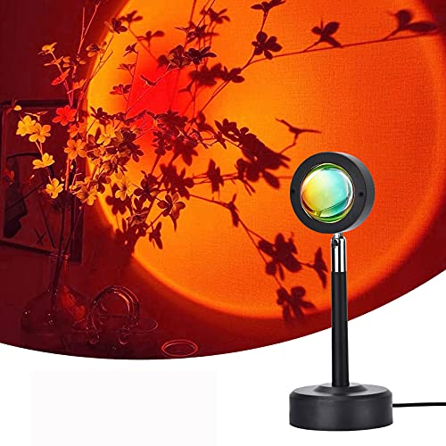 Sunset Lamp, Sunset Projection Lamp, Sunset Projector LED Light, 180 Degree Rotation Sunset Light, LED Night Light, USB Charging for Room Bedroom Studio Decor (Sunset Red)