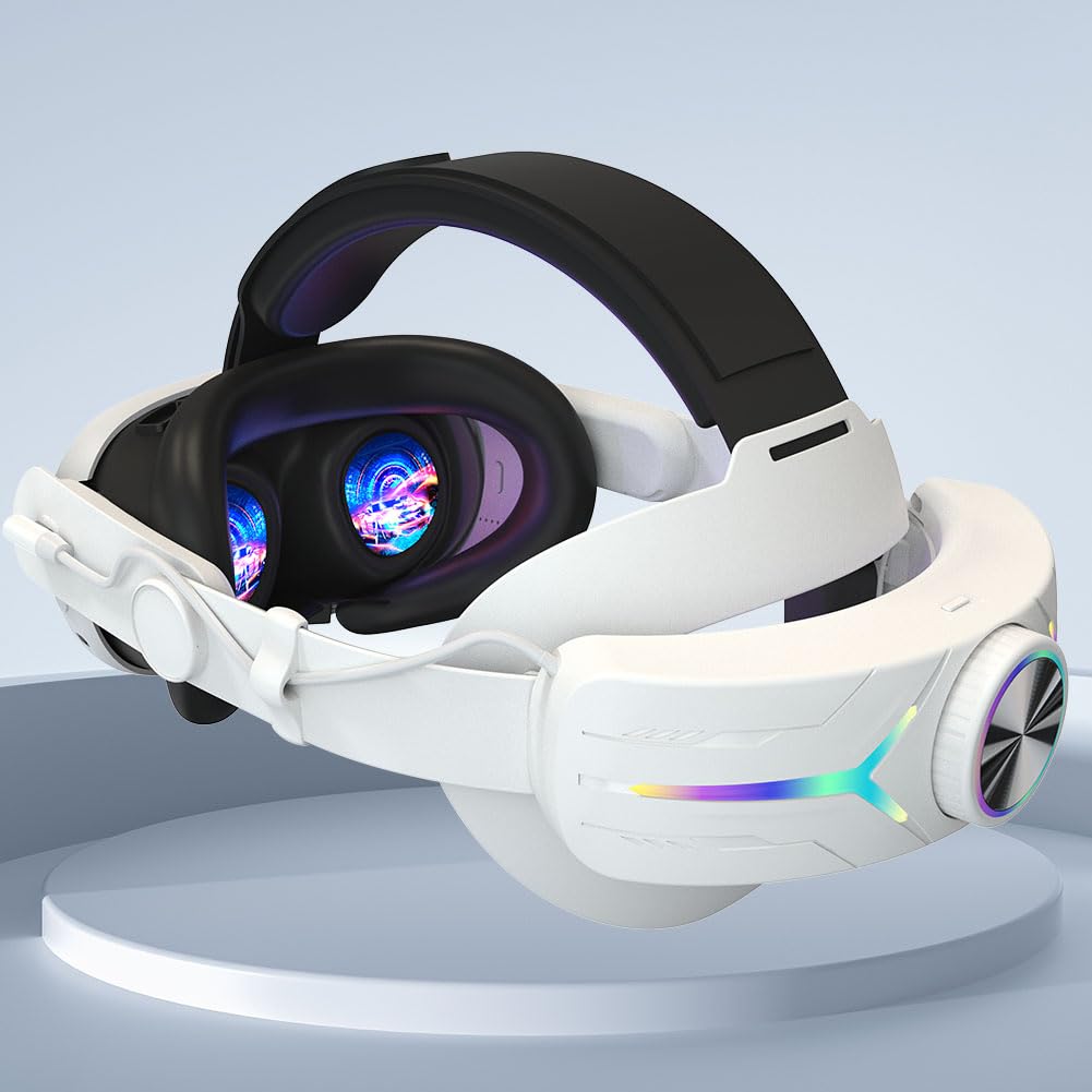 Head Strap Battery Pack for Meta Quest 3, Replacement Elite Strap 8000mAh Enhanced Comfort and Extended Gaming Time with RGB Light for Quest 3 VR Headset