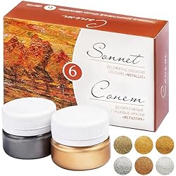 Patines Azteca Sonnet nevskaya palitra Gouache Metallic color Set | 6 x 20 ml näpfchen | Inka Oro, Aztec Oro, bronce, Oro antiguo, plata luz, plata de profundidad, calidad