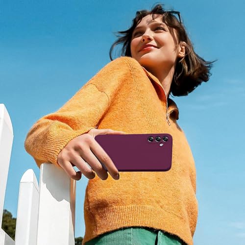 Image of DIZORO Microfiber Candy Case Compatible for Samsung A35 5G Smooth Touch Cushion Liquid Soft Silicone Gel Rubber Phone Cases Non-Slip Full Body Protective Shockproof Back Cover (Wine Red)