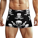 Jolly Roger Skull Men's Boxer Briefs, Moisture Wicking & Breathable, Assorted Size 4XL