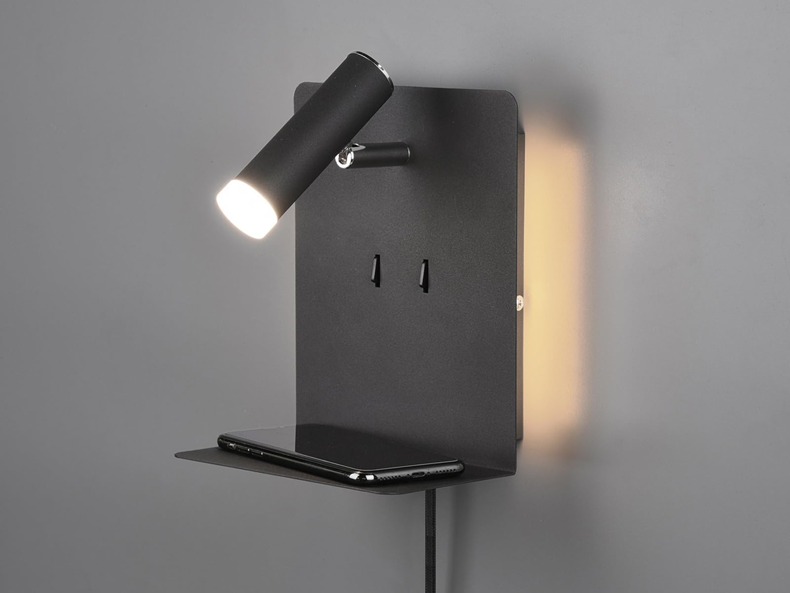 Trio Leuchten LED Wandleuchte Element 222570232, Metall Schwarz Matt, 1 x 3 Watt LED, USB Ladebuchse