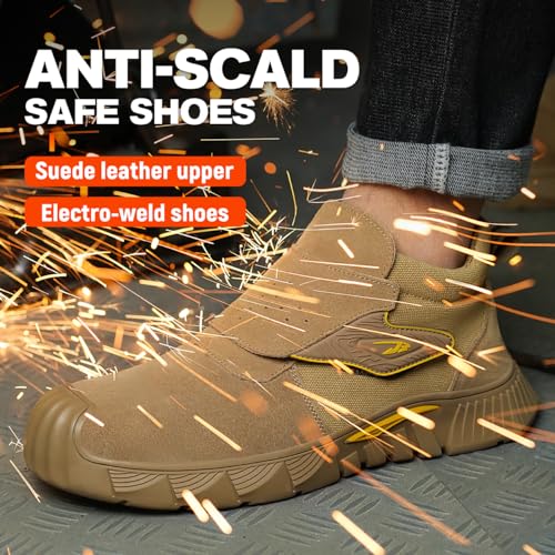 Micoklinlin Steel Toe Shoes for Men Work Lightweight Anti-Scald Design Welding Safety Shoes with Double protective Breathable Non-Slip Puncture Proof Work Boots3