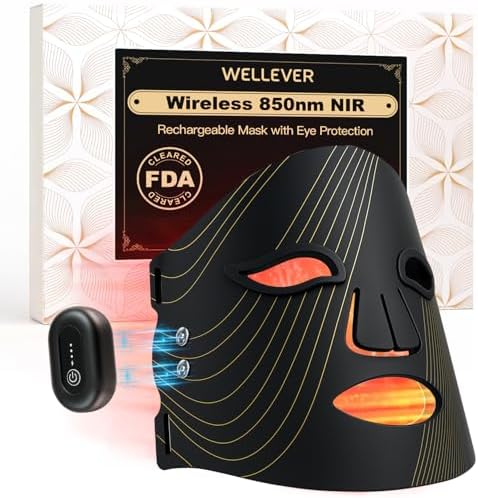 Red Light Therapy Mask for Face, Wireless Led Face Mask Light Therapy with 850nm Near-Infrared, 4 Modes Rechargeable Led Facial Skincare Device