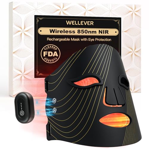Red Light Therapy Mask for Face, Wireless Led Face Mask Light Therapy with 850nm Near-Infrared, 4 Modes Rechargeable Led Facial Skincare Device