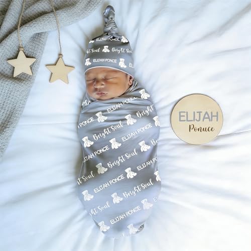 Image of Personalized Baby Blanket, Custom Swaddle Blanket for Newborns with Name, Customized Baby Blanket for Boys and Girls, Ideal Personalized Baby Gifts for Newborns and Baby Showers (Name with Icons)