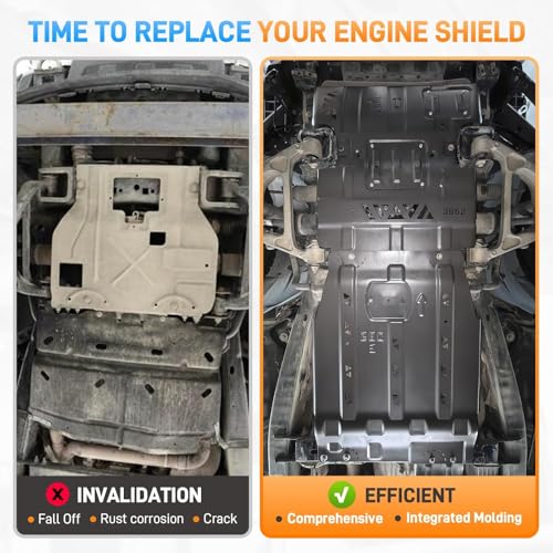 Image of Full Set Steel Skid Plate with Transmission Skid Plate, Heavy-Duty Splash Undercarriage Protection Shield, Compatible with 2015-2022 Ford F150-Not Compatible with Powerboost
