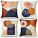 Dremisland Lot de 4 Housses de Coussin Modernes Bleu Marine Orange Brûlé Canapé Taie d'oreiller Housses de Coussin Décoration Pour Salon Lit Jardin Intérieur Exterieur