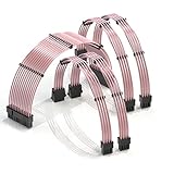 LINKUP 30cm 電源専用 スリーブカスタムPSUケーブル延長セット | GPUパワー | 24ピン8ピン6ピンセット | 300mm ピンク