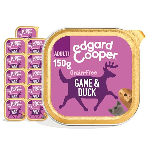 Edgard & Cooper Cibo umido per cani, Adulti, (Selvaggina/Anatra, 150g x 11), umido cani, carne fresca e ingredienti naturali, senza cereali, ipoallergenico, senza zuccheri aggiunti
