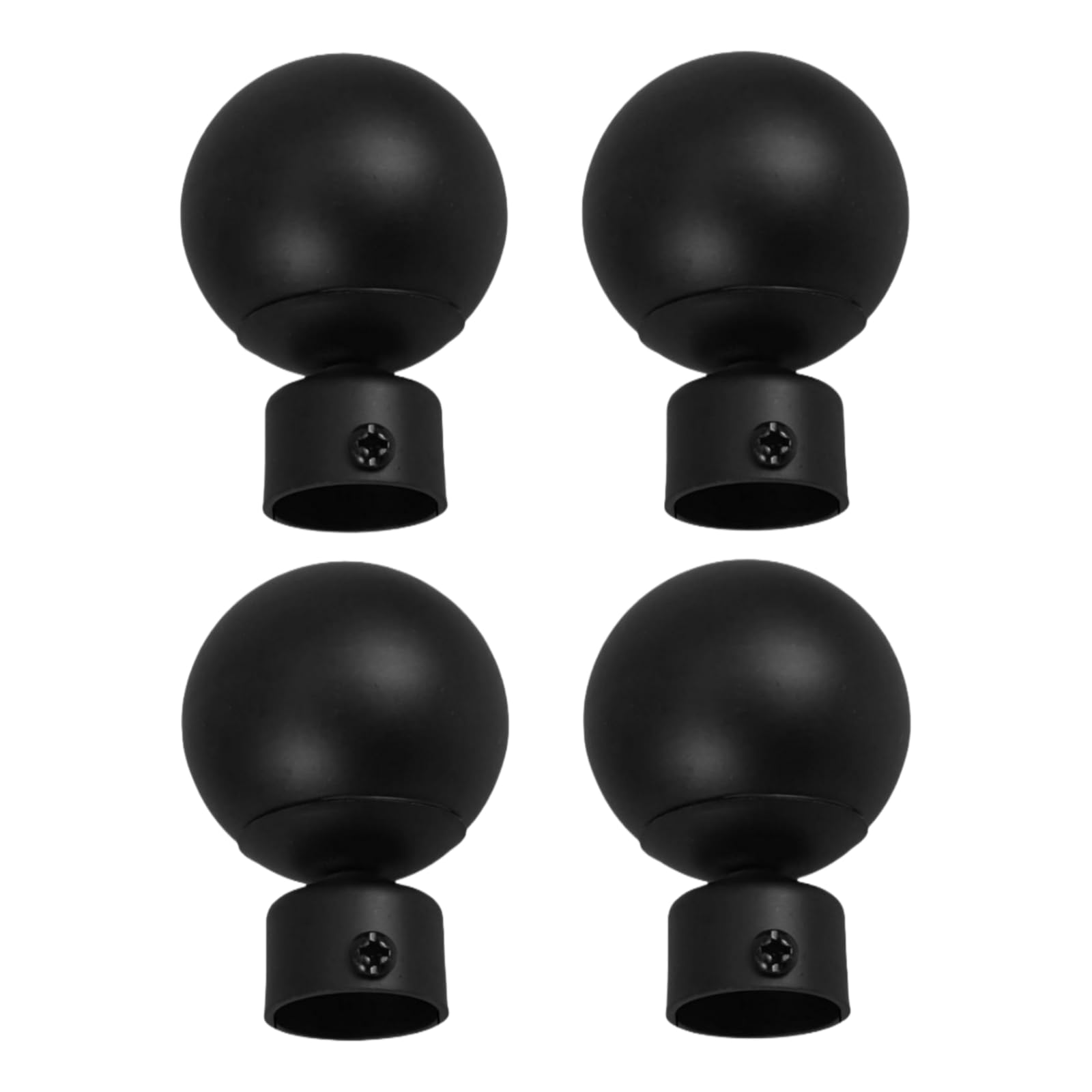 ESSMOKO Curtain Pole Ends 22/25/28mm Spherical Adjustable Curtain Rod Tip Decorative Head Iron Alloy Material 4PCS Black 22mm