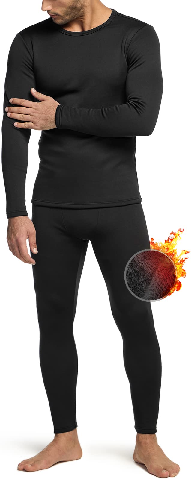 TSLAMen's Thermal Underwear Set, Microfiber Soft Fleece Lined Long Johns, Winter Warm Base Layer Top & Bottom
