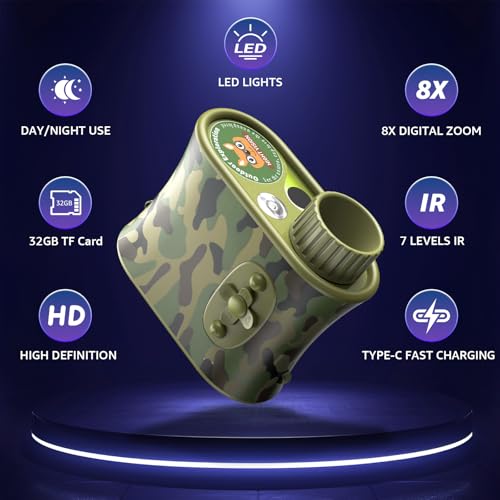 Night Vision Binoculars Digital Goggles - 4K Night Vision Binoculars for Adults Kids with HD Large Screen 32gb Card Infrared Rechargeable Binoculars Night Vision and Day for Kids 9-12 10-12