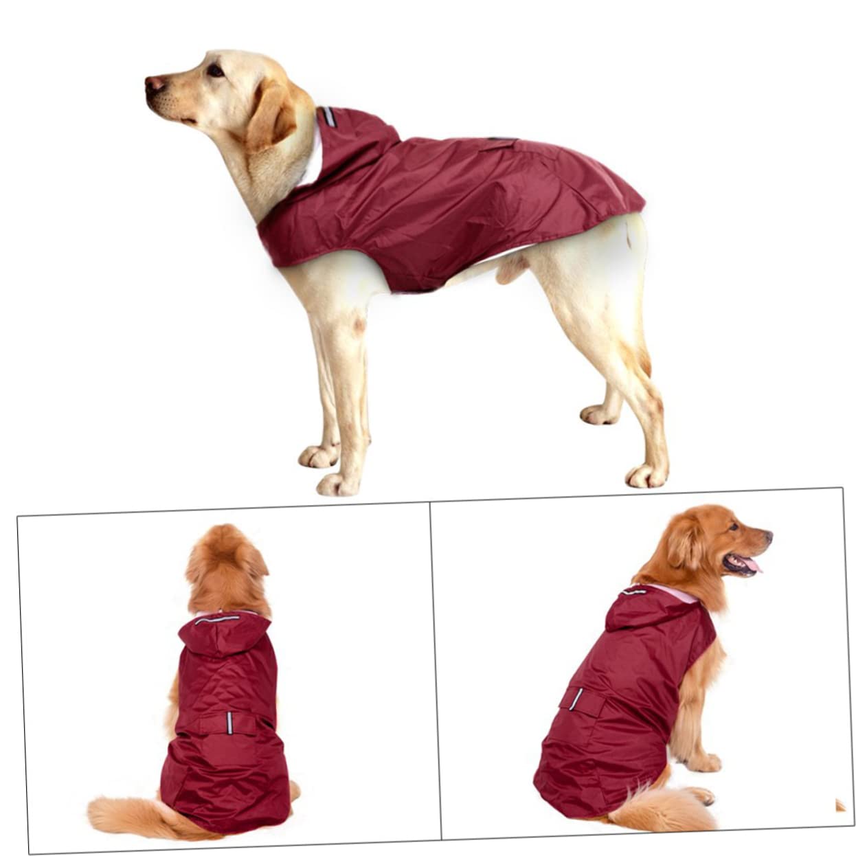 BCOATH Nylon Waterproof Fabric Reflective Strip Design Hooded Dog Raincoat Extra Large Size Puppy Poncho for