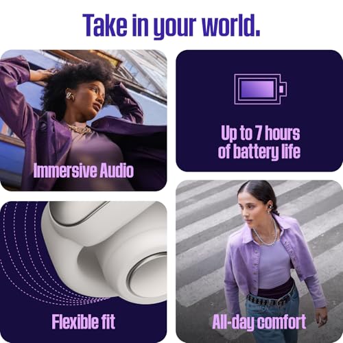 Image of Bose Ultra Open Earbuds with Immersive Audio, Open Ear Wireless Clip on Earbuds for Comfort, OpenAudio for Awareness, Up to 48 Hours of Battery Life, White Smoke (Renewed)