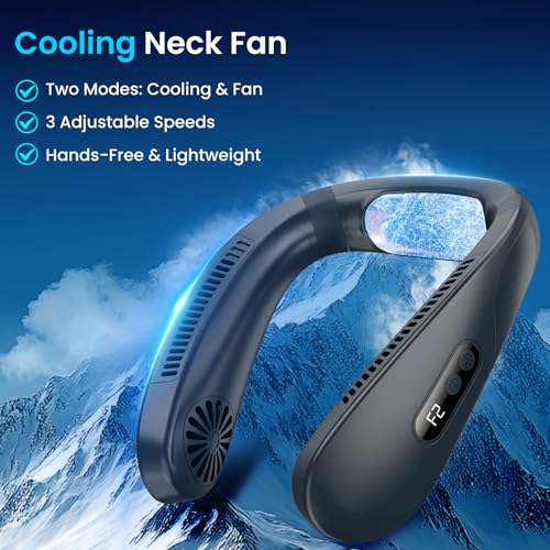 Image of Neck Fan with Cooling Plate, Neck Fan Rechargeable Neck Air Conditioner, Neck Cooler Fan for Summer, Kitchen Women, Travel Outdoor Mother & Father DayGifts