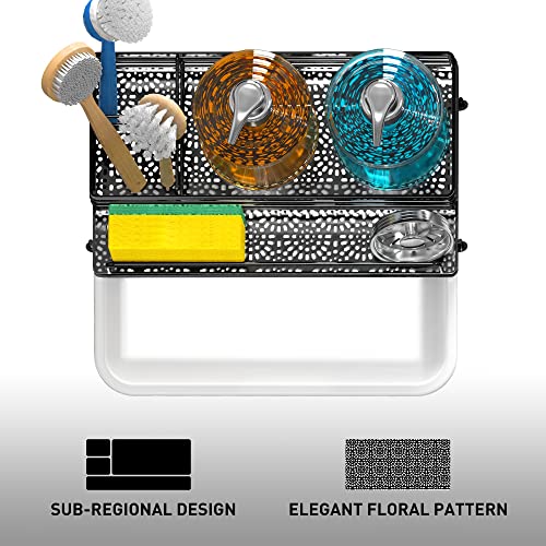 Cisily Sponge Holder , Caddy Organizer, Sink Accessories With Drip Tray, Rustproof And Non-Slip , Kitchen Essentials For New Home（Matte Black #TOP5