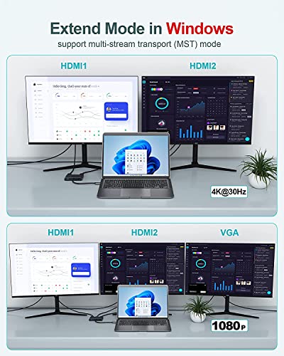 Image of Etzin USB C Hub Multiport Adapter 5 in 1, USB C Dongle to 2 4K HDMI, VGA, USB C with 100W PD and USB A Docking Station Compatible with Mac-Book Pro /Air Surface and USB C Laptop Tablet PC,etc.