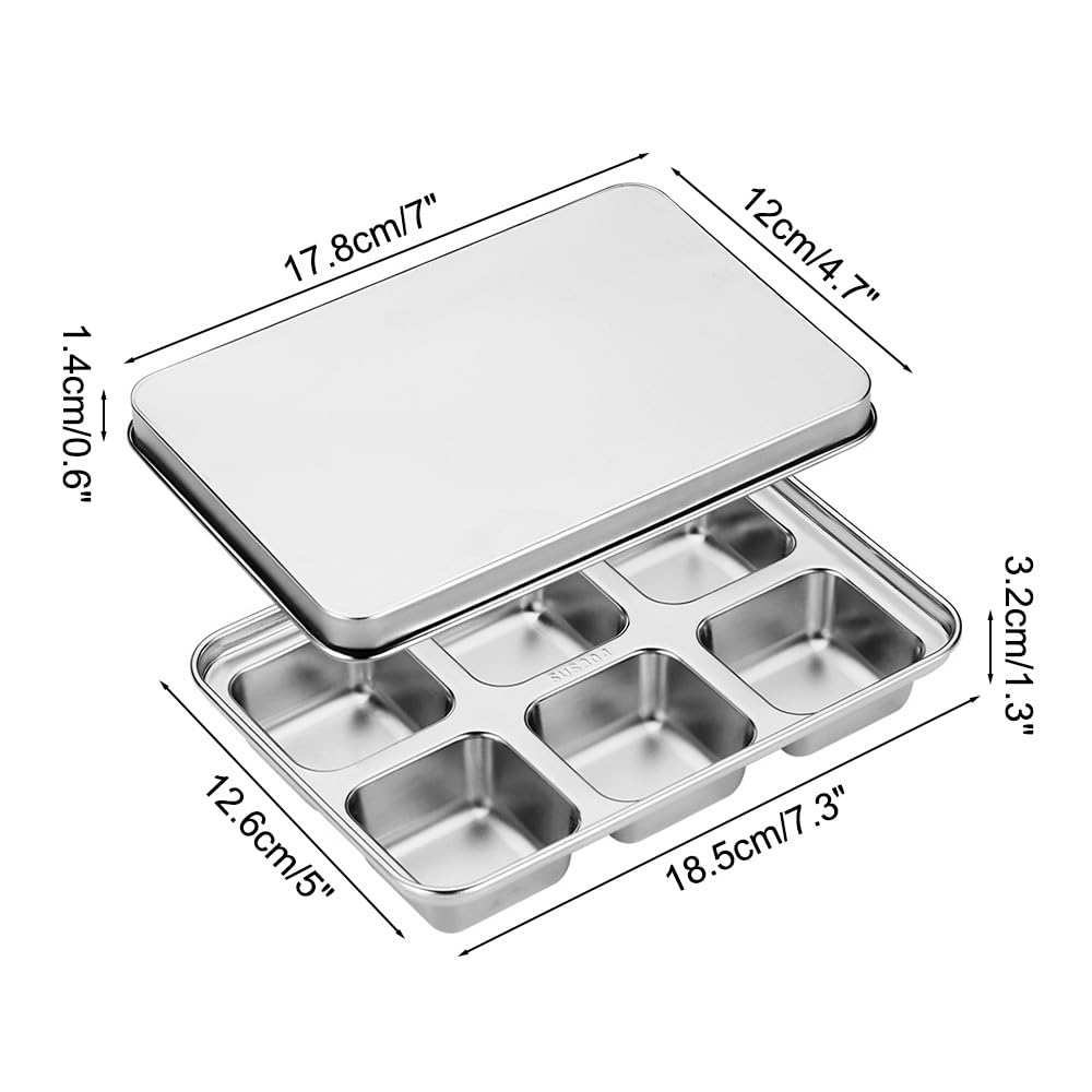 Bandeja de cubitos de hielo de acero inoxidable con tapa, máquina de hielo de 6 compartimentos, congelador eficiente para cócteles, whisky, vino, café y jugos