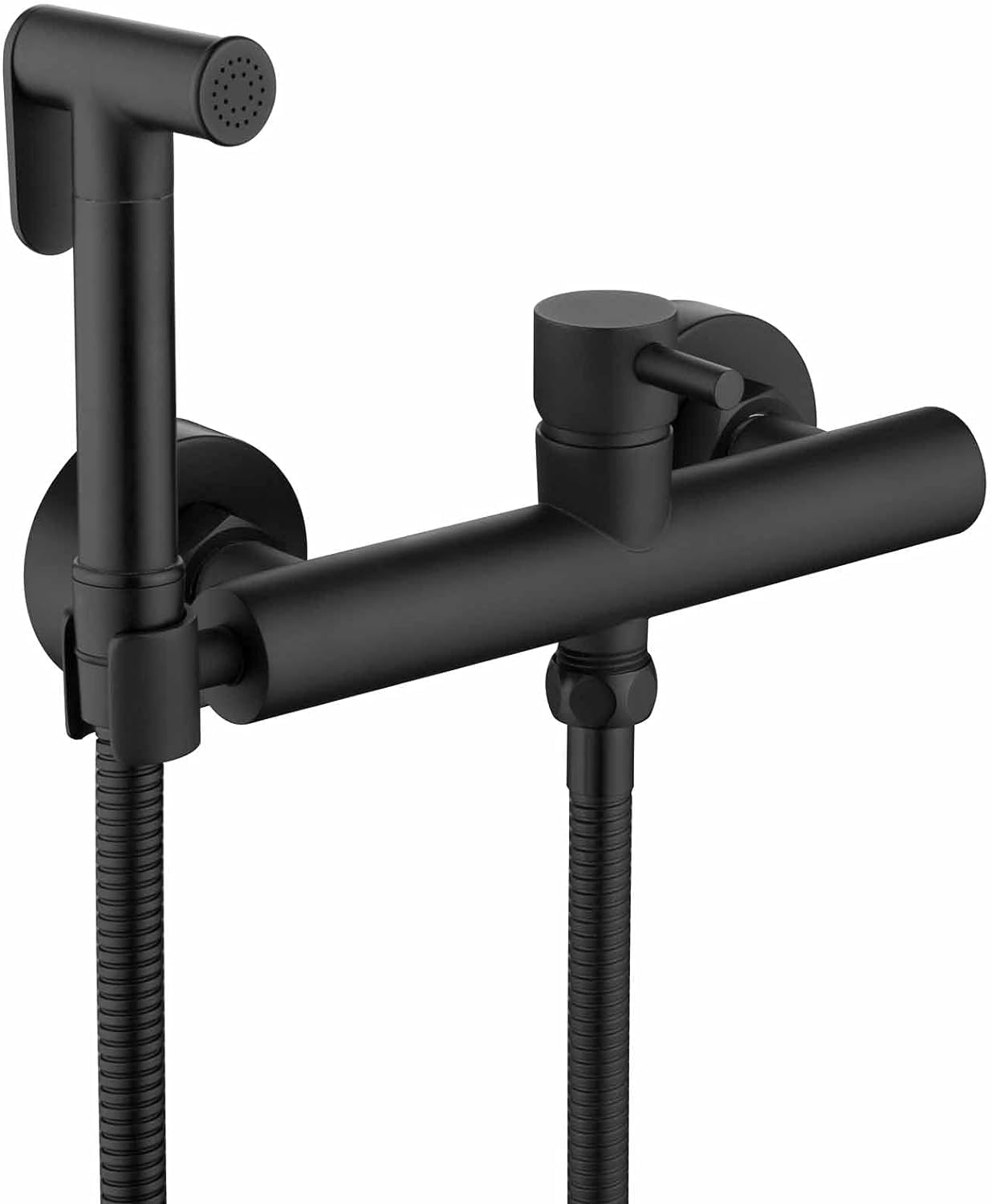 Handheld Bidet Sprayer Two Inlet and One Outlet Angle Valve Hot and Cold Water Toilet Shower Kit Brass