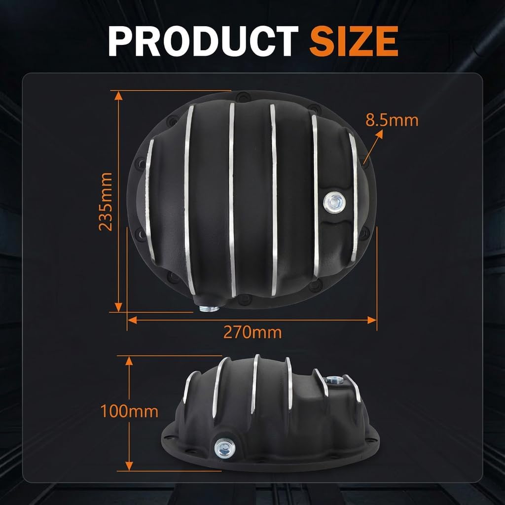 Black Finned Dana 35 Differential Cover w/ 10 Bolts for J.eep YJ Wrangler Cherokee Comanche