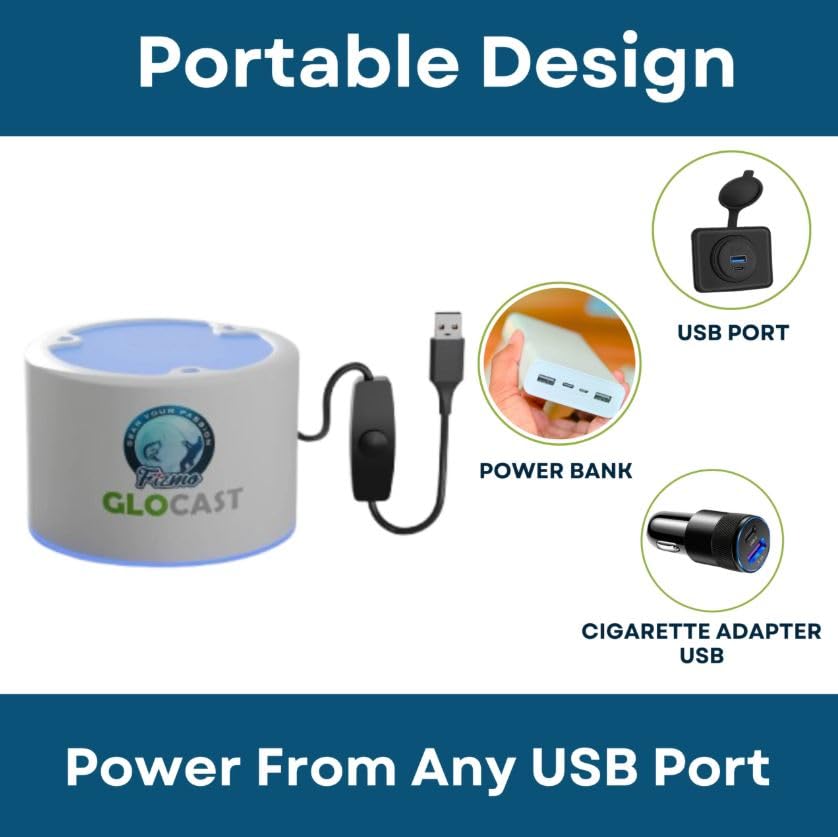 Aramish GloCast Mini - Instant UV Charger for Lures Ice Fishing Night Fishing Glow Baits Jigs Tubes Powerful UV LED Light