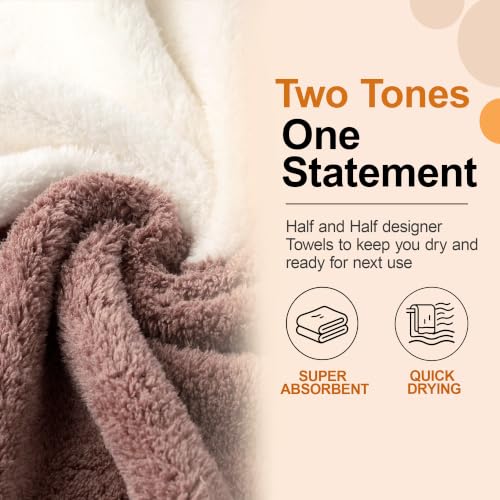 Image of Story@Home 500 GSM Microfiber Towels for Bath Large Size | Towel Set of 2 |Super Soft Color Blocked Bath Towel | 70 x 140 cm | Dusty Rose & Mint Green | Skin & Hair Friendly Bath Towel for Men, Women