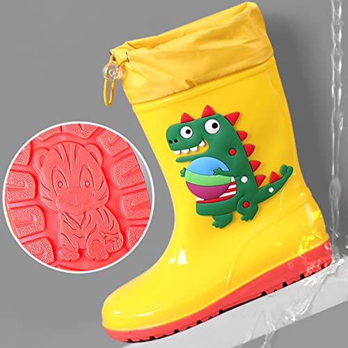 Classic Children Rainboots PVC Rubber Children Water Shoes Waterproof Rain Boots Kids Baby Cartoon Cute Boots for Girls (Pink, 12-12.5 Years)2