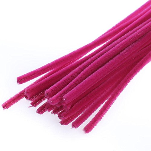 Pack of 300 Fuchsia Hot Pink Pipe Cleaners. Fuzzy Stick Chenille Stems for Arts and Crafts Shapes, Flowers, Animals, Figures and More - Size: 12 Inches Long x 6 mm Dia.