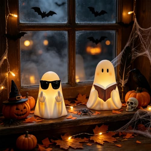 Image of Eldnacele Halloween Ghost Flameless Candles Battery Operated with 6H Timer