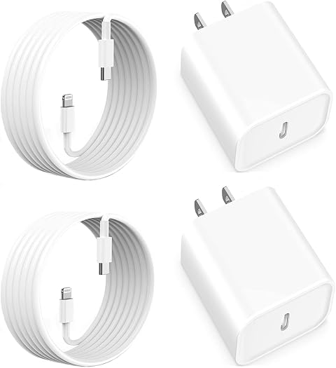iPhone Fast Charger Apple MFi Certified iPhone Charger Fast Charging Apple Wall Charger Block 6FT USB C Lightning