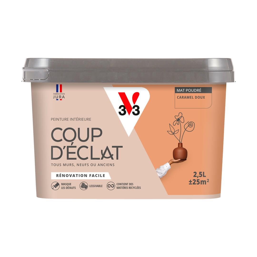 V33 Peinture murale intérieure Coup d'Éclat® Caramel doux Mat Poudré 2,5L