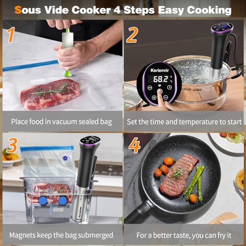 Image of WIFI Sous Vide Cooker Sealable Bags Kit, 1100W Sous-Vide Cooker Immersion Circulator, 10℃-90℃(50℉-194℉), Sous Vide Machine with Temperature & Timer Touch Control, AC120V /60Hz