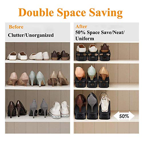 Yagizaai Bayou Shoe Slots, 8 Pcs Shoes Slots Organizer, 4-Level Adjustable Shoe Stacker, Upgraded Shoe Space Saver, 50% Space-Saving Shoe Holders(Black) #TOP7