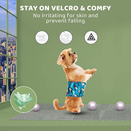 Image of Washable Male Dog Diapers (4 Pack), Highly-Absorbent Belly Bands for Doggies Reusable Puppy Wraps, Medium (Polar Bear, Monkey, Whales, Guitars)