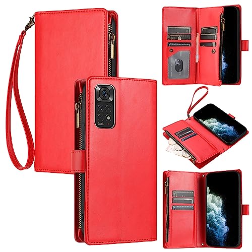 gѓdbANZT[ 2 In 1 EHbgP[X Xiaomi Redmi Note 11 4G/Note 11S P[Xƌ݊ACtbvJo[t [J[hXbg][XgXgbv][O\ȃNX{fBXgbv](Red)