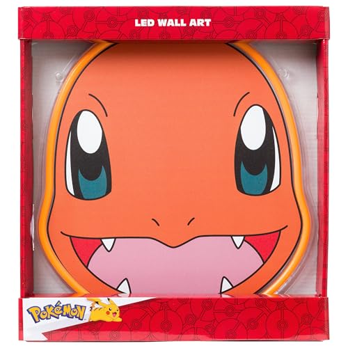 Image of Silver Buffalo Pokemon Charmander LED Neon Wall Art Die Cut | Charmander face design, LED neon tube accents, Boxed collectible decor, Ready to display piece, Illuminated room accent