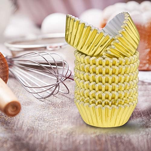 TUPARKA 500 Pcs Gold Mini Metallic Foil Cupcake Liners Baking Muffin Paper Cups Cases, Bottom 3.2cm Dia