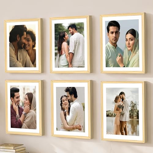 Image of Art Street Premium Photo Frame for living room, Classic Aesthetic Design Photo Frames for Photograph, Art Work, Kids Room Set of 6 (6x8 Inch, Beige)