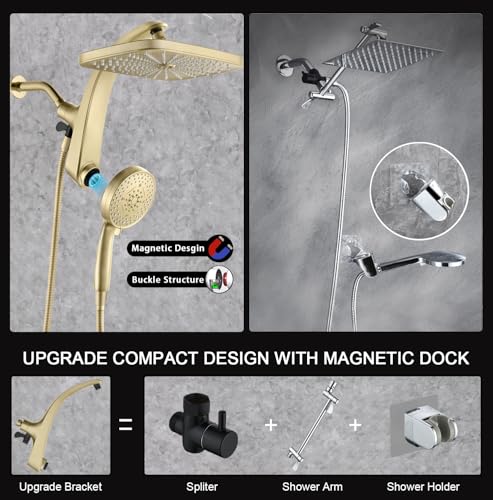 Image of Rain Shower Head with Handheld Showerhead, Glod 1.75GPM 460311